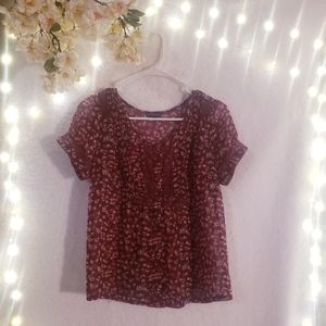 American Eagel Outfitters Maroon Floral Top